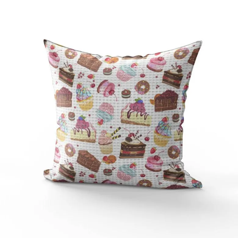 Tissu nid d'abeille motif gâteau