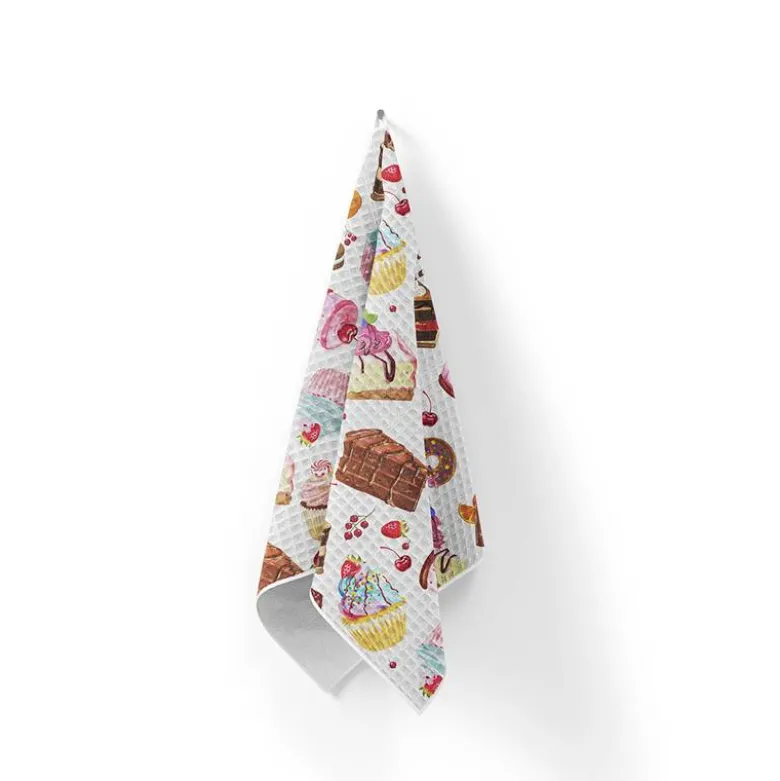 Tissu nid d'abeille motif gâteau
