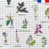 Tissu nid d'abeille motif herbes aromatiques et épices
