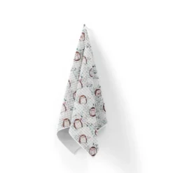 Tissu nid d'abeille motif hérisson et feuilles de printemps