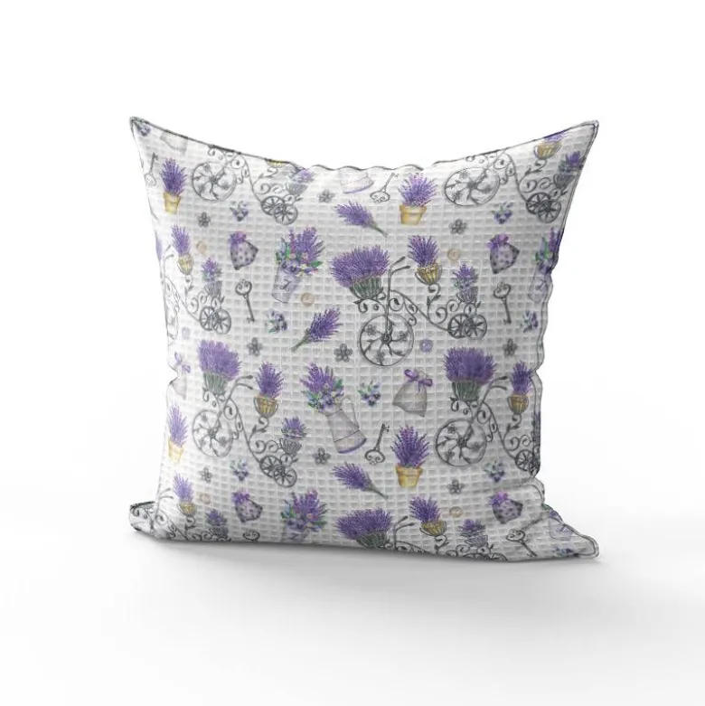 Tissu nid d'abeille motif lavande vintage