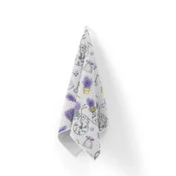 Tissu nid d'abeille motif lavande vintage