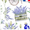Tissu nid d'abeille motif lavande et vélo