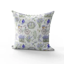 Tissu nid d'abeille motif lavande et vélo
