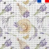 Tissu nid d'abeille motif lavande et chapeau de paille
