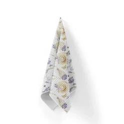 Tissu nid d'abeille motif lavande et chapeau de paille