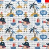 Tissu nid d'abeille motif marin et petit pirate