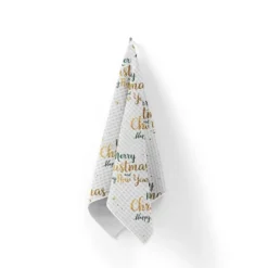 Tissu nid d'abeille motif merry christmas and happy new year