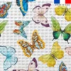 Tissu nid d'abeille motif papillon multicolore