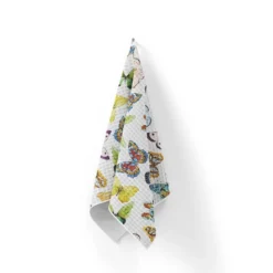Tissu nid d'abeille motif papillon multicolore