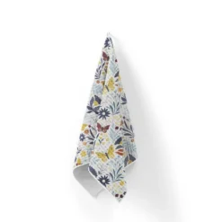 Tissu nid d'abeille motif papillons jaunes