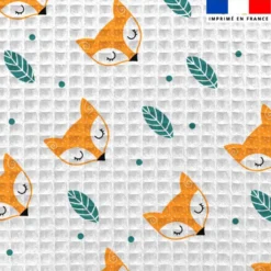 Tissu nid d'abeille motif renard