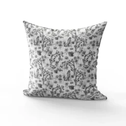 Tissu nid d'abeille motif toile de jouy paysannes noires