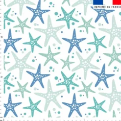 Tissu nid d'abeille motif étoile de mer bleue