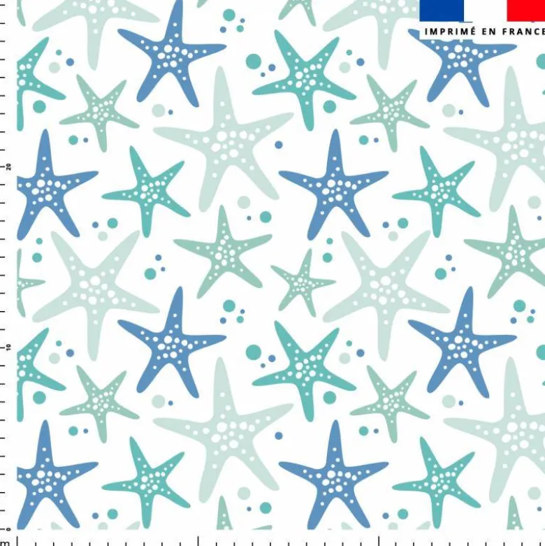 Tissu nid d'abeille motif étoile de mer bleue