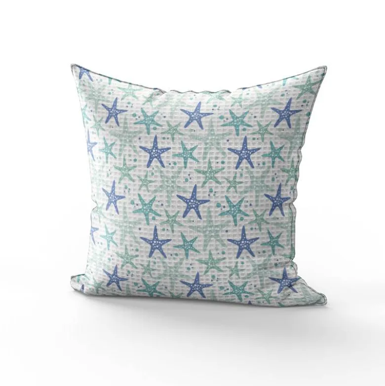 Tissu nid d'abeille motif étoile de mer bleue