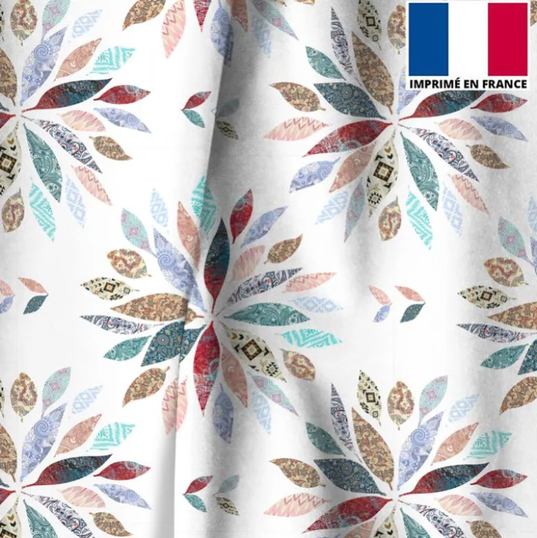 Tissu occultant écru motif rosace cachemire