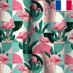 Tissu occultant motif flamant rose rétro