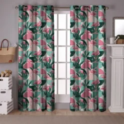 Tissu occultant motif flamant rose rétro