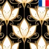 Tissu occultant noir motif art déco lys