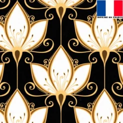 Tissu occultant noir motif art déco lys