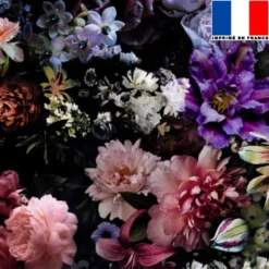 Tissu occultant noir motif dark flower photography