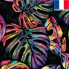 Tissu occultant noir motif jungle pop multicolore