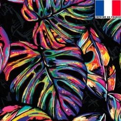 Tissu occultant noir motif jungle pop multicolore