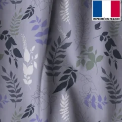Tissu occultant parme motif branches et feuilles violettes