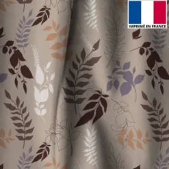 Tissu occultant taupe motif branches et feuilles marron