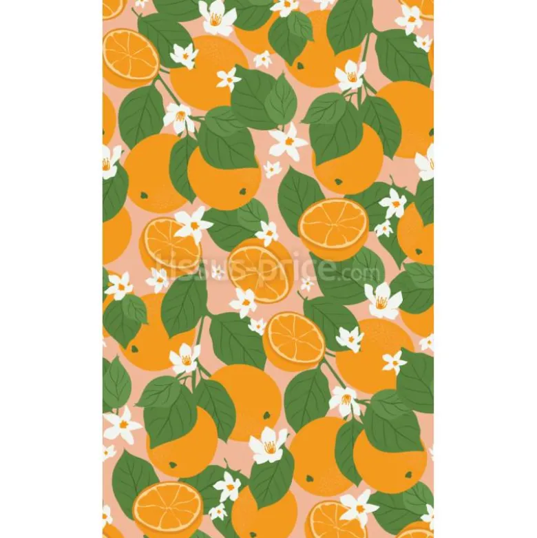 Tissu oranges et fleurs d'oranger personnalisé
