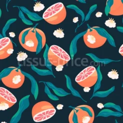 Tissu oranges et fleurs d'oranger personnalisé