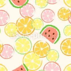 Tissu pastèque et agrumes personnalisé