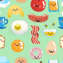 Tissu petit-déjeuner kawaii personnalisé