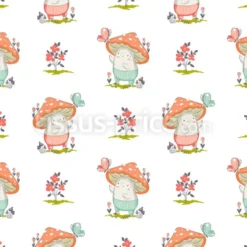 Tissu petits champignons mignons personnalisé