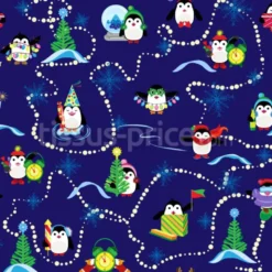 Tissu pingouins de Noël fantaisie personnalisé