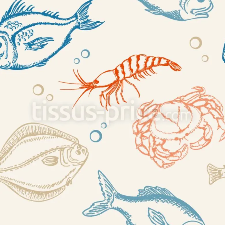 Tissu poissons de mer personnalisé