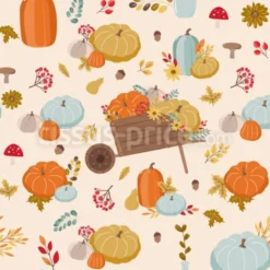 Tissu potirons et feuillage personnalisé