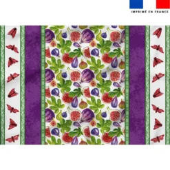 Tissu pour nappe imprimé provençal figue d'été - Fond blanc