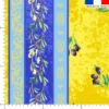 Tissu pour nappe imprimé provençal fleur de tournesol - Fond bleu