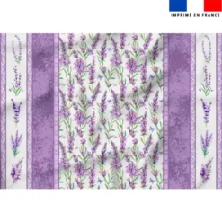 Tissu pour nappe imprimé provençal fleur de lavande - Fond blanc