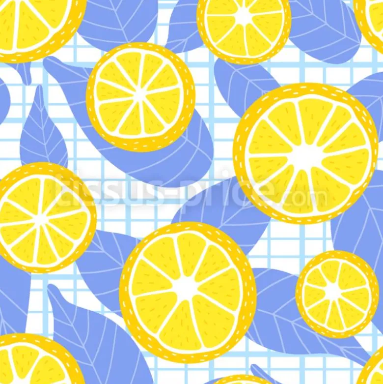 Tissu Tranches et feuilles de citron personnalisé