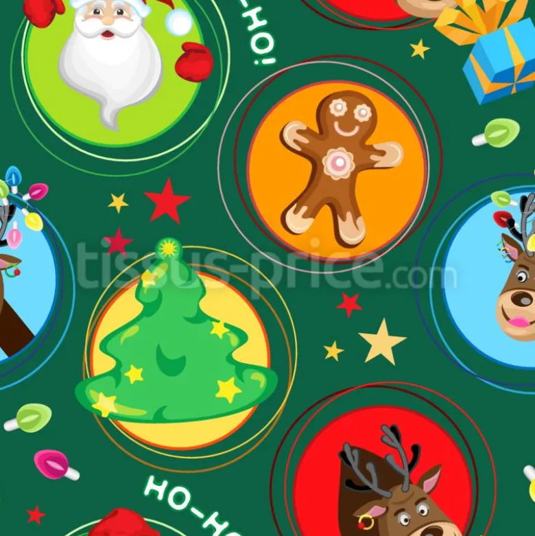 Tissu vignettes de Noël personnalisé