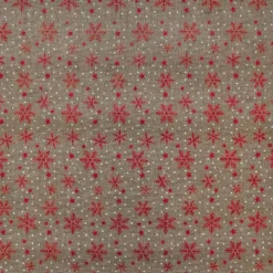 Toile aspect jute motif flocon de neige rouge brillant et pois blanc