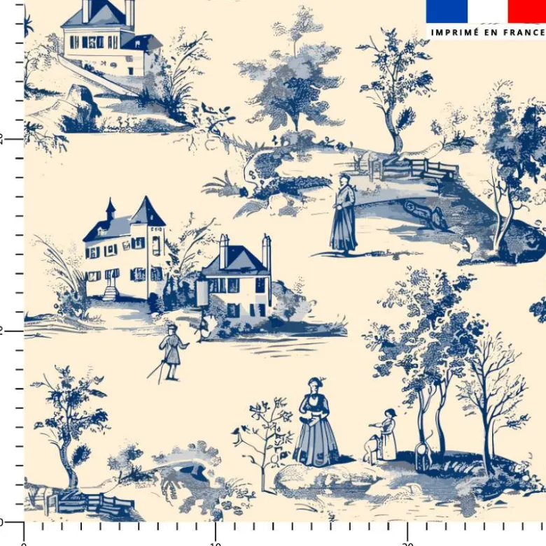 Toile de jouy campagne française - Fond crème