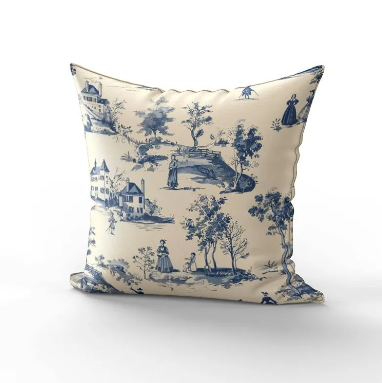 Toile de jouy campagne française - Fond crème