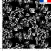 Toile de jouy paysannes blanches - Fond noir