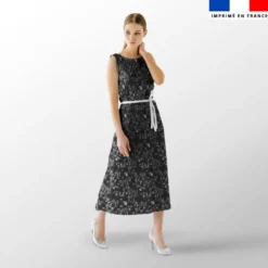 Toile de jouy paysannes blanches - Fond noir