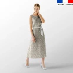 Toile de jouy paysannes blanc - Fond grège