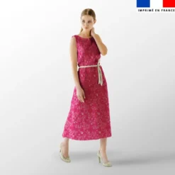 Toile de jouy paysannes crèmes - Fond rose